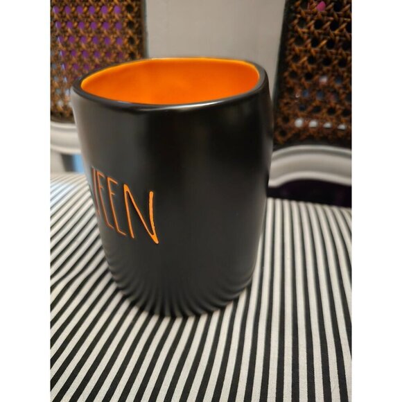 NWT Rae Dunn Happy Halloween Double Sided Coffee Mug Black Orange - Picture 7 of 10